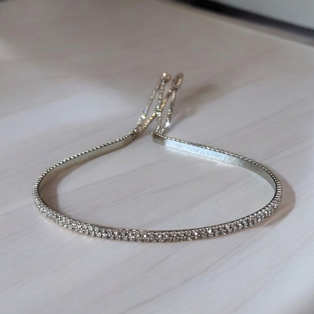 2 Row Bling Rhinestone Hairband - Picture 3 of 7